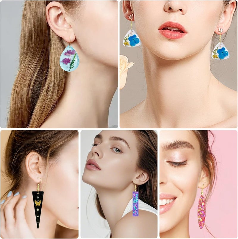Roxjaejae 129 PCS Resin Earring Molds Silicone Kit, Resin Jewelry Molds with Built-in Holes for Earrings, Necklace, Pendants, Keychains - Image 3
